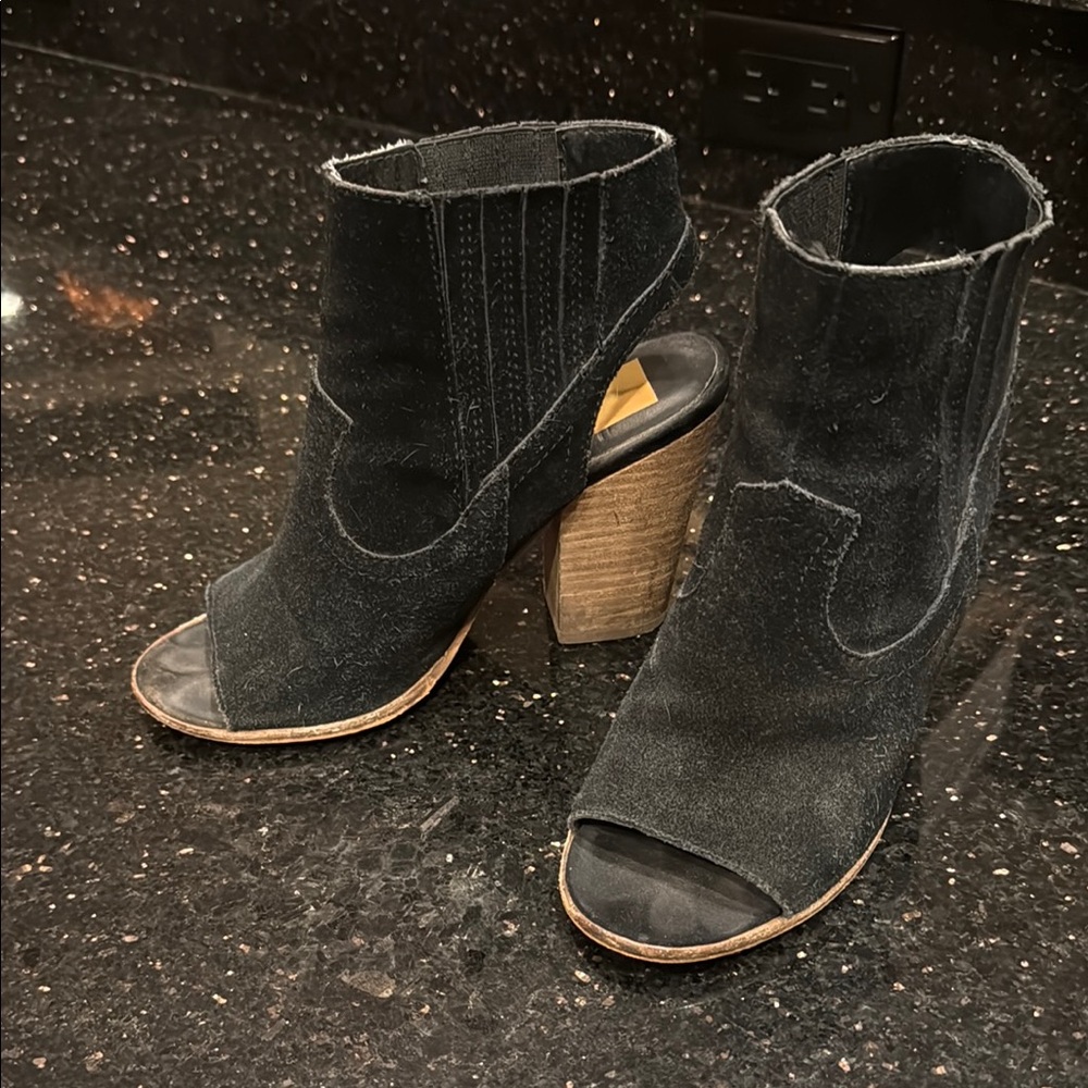 Dolce Vita Black Peep-Toe Heeled Boots